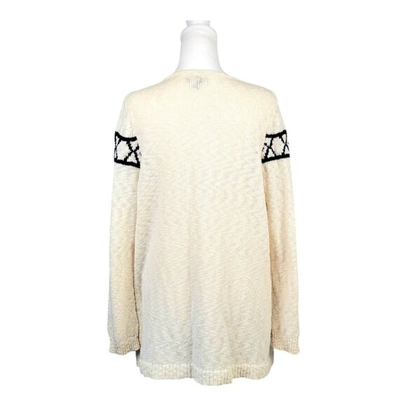 Womens XL Olivia & Sky Fringe Aztec Boho Open Front Cardigan- Cream Long Sleeve - Picture 4 of 12